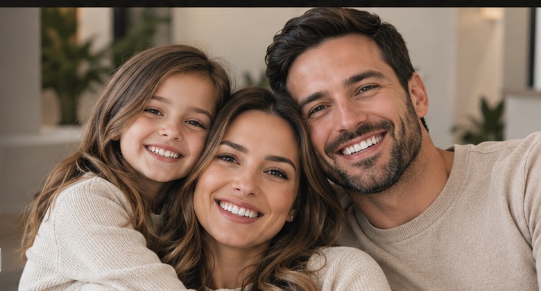 Smiling family together, representing family-centered dental care at Apex Dental Co.